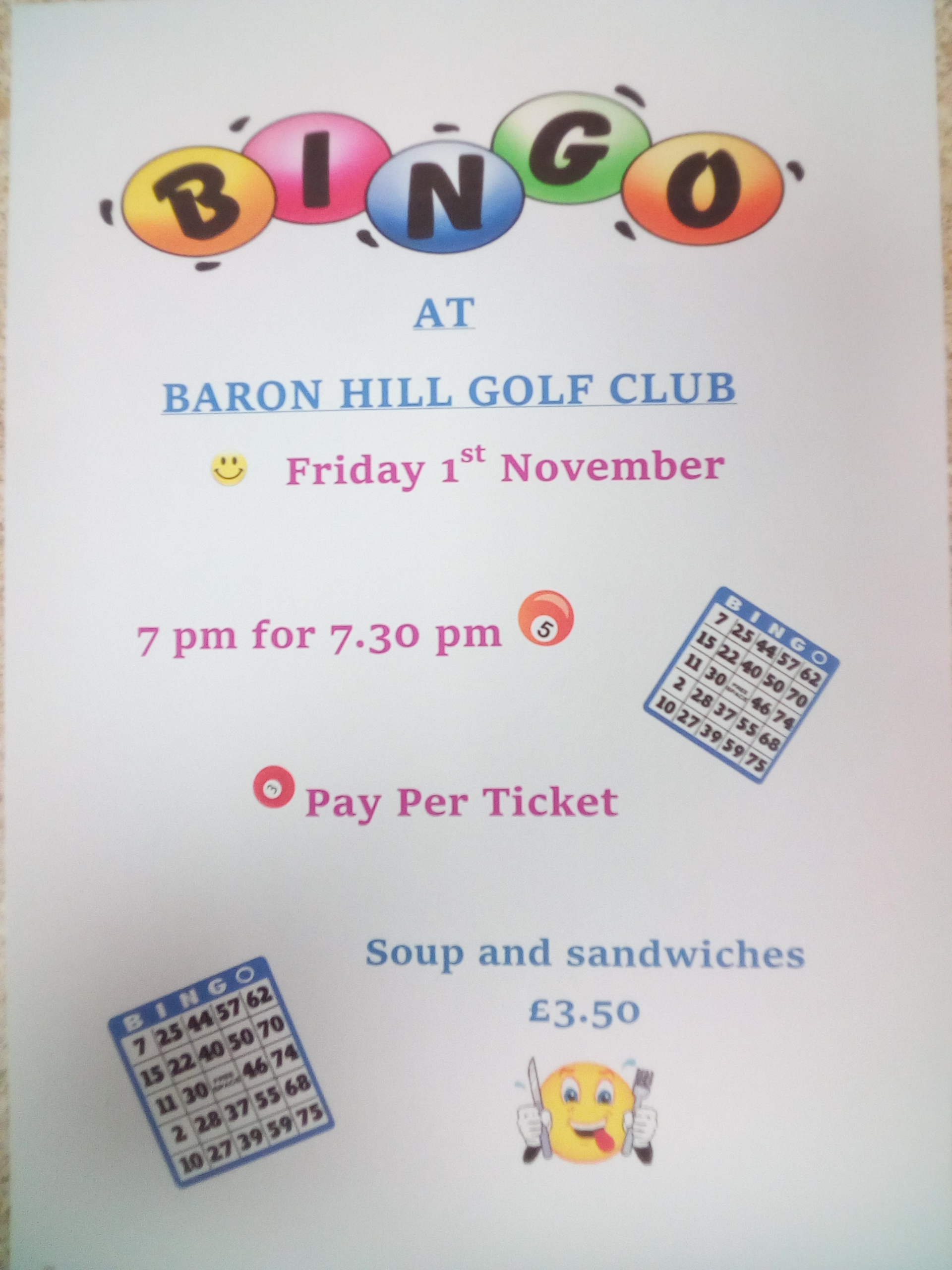 Join us on Friday 1st November 2019 for a night of bingo